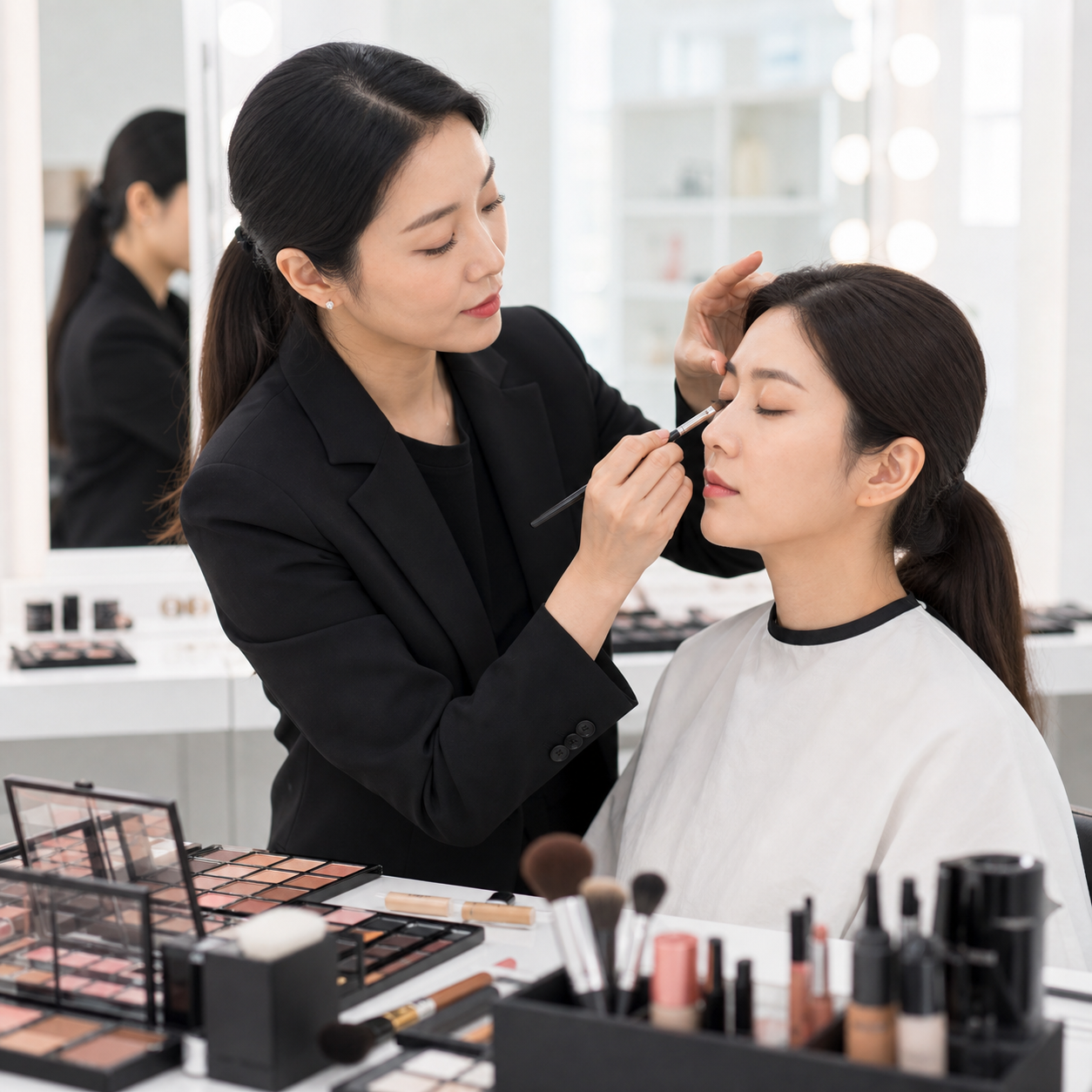 메이크업 자격증 실습 장면